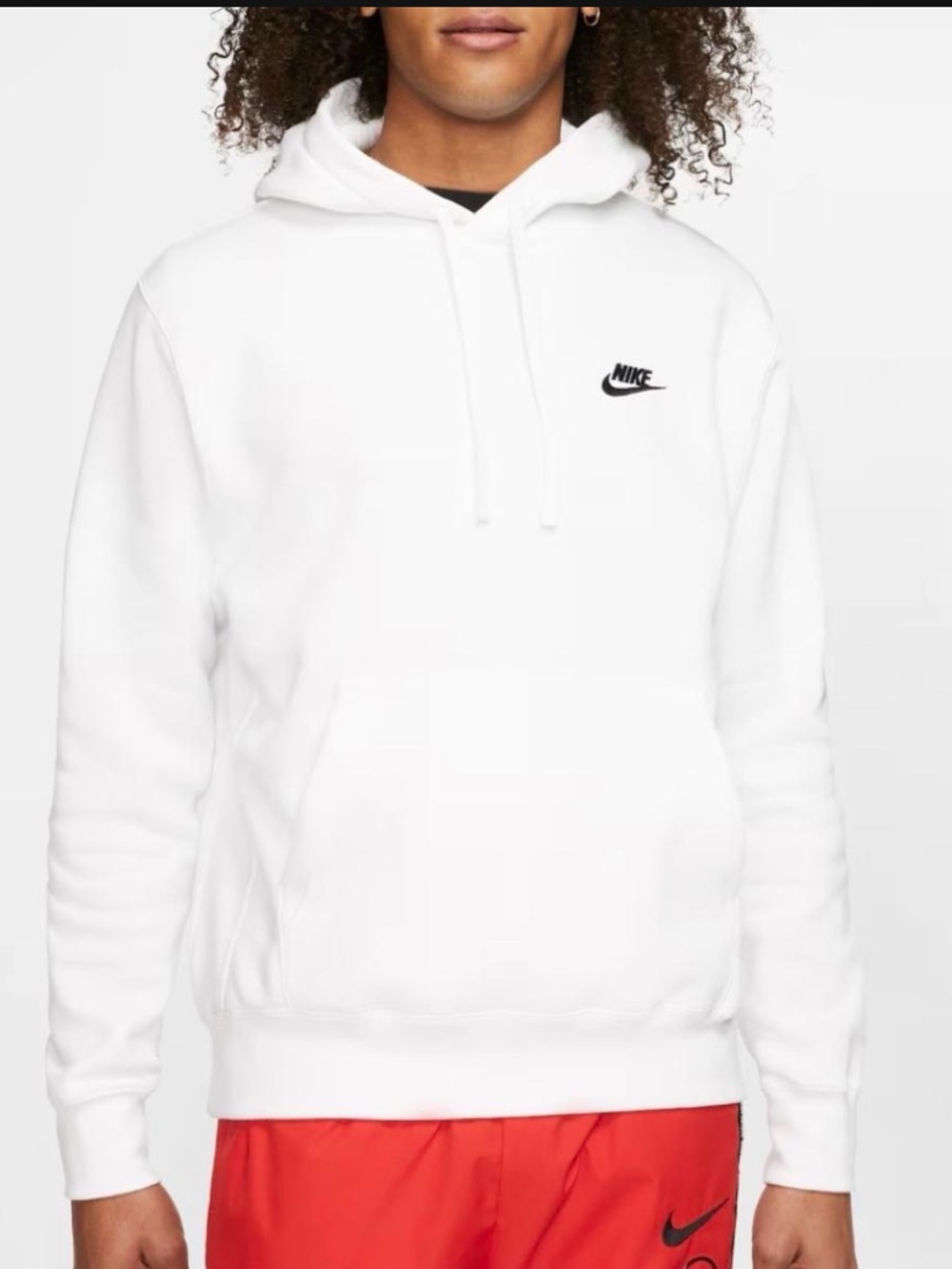 Nike White Crewneck Hoodie with Black Swoosh